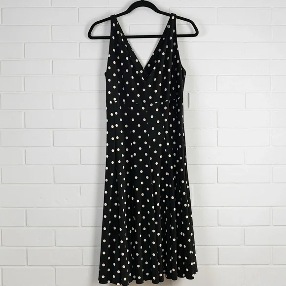 American Living Polka Dot Midi Dress Size 14 Faux Wrap Classic Feminine - Picture 2 of 4